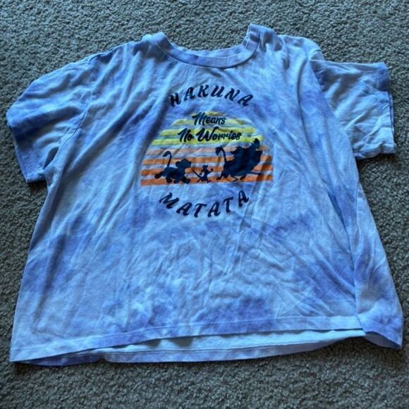 Disney Tops - Women’s Juniors Disney The Lion King Purple Tie Dye Cropped Tshirt